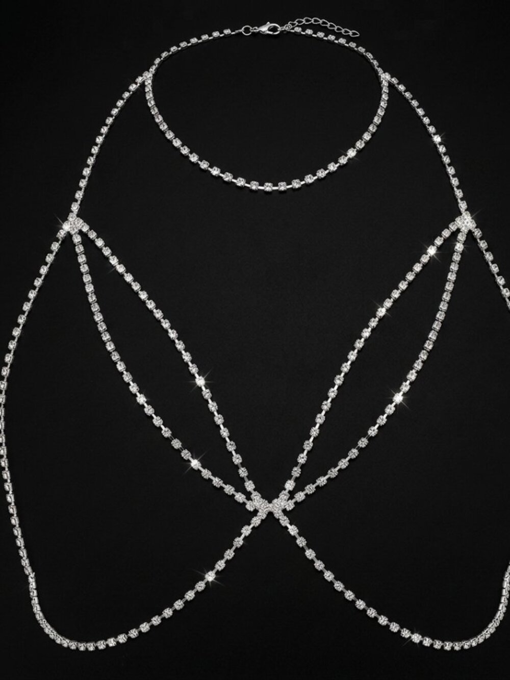 Sparkling Rhinestone Body Chain Harness - Picture 3 of 5